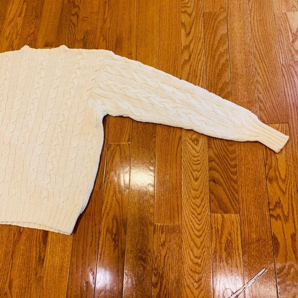 Vintage Polo Ralph Lauren Linen Blend Chunky Cable Knit Sweater Size Large Ivory - Picture 2 of 15